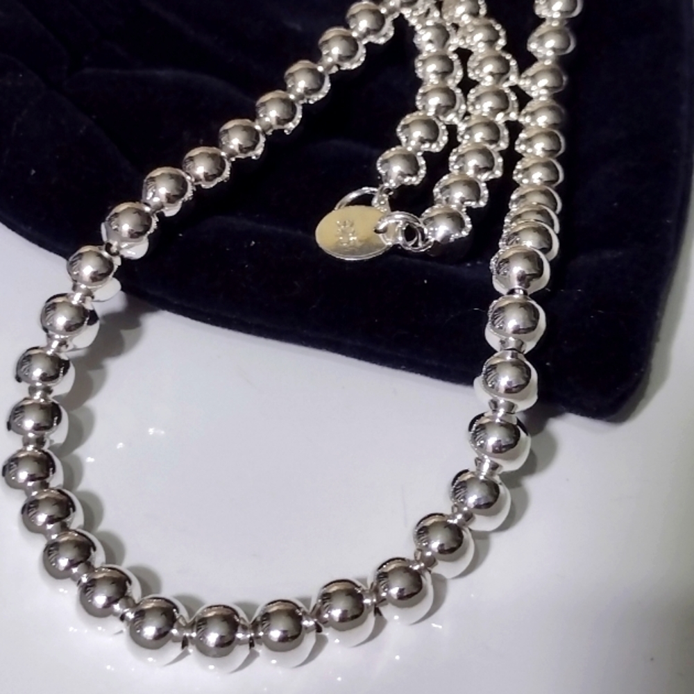 .925 Delicate 6mm Ball Sterling Silver Necklace NWT